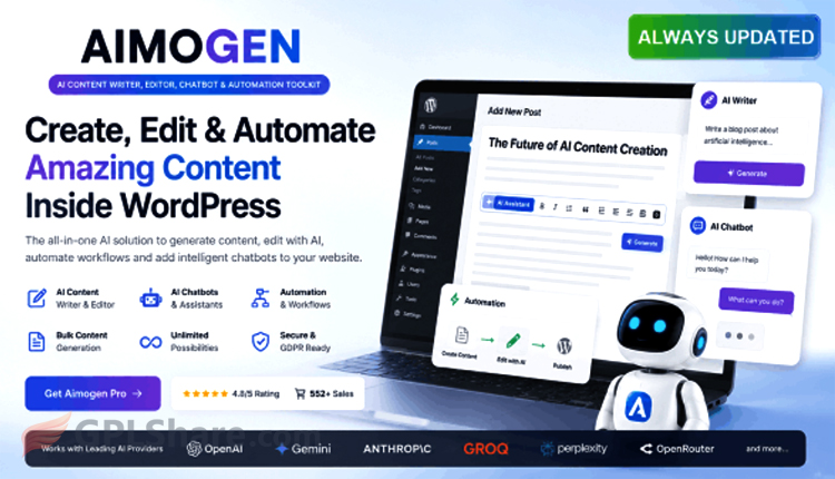 Aimogen Pro All-in-One AI Content Writer WordPress Plugin