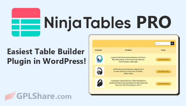 Ninja Tables Pro Data Table Builder WordPress Plugin