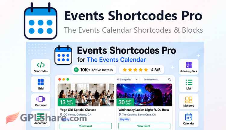 Events Shortcodes Pro For The Events Calendar Plugin
